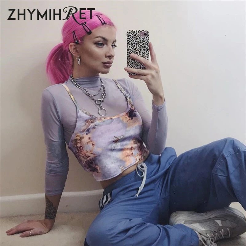 Женский топ с принтом ZHYMIHRET милый короткий Cupid на весну 2019|Майки| |