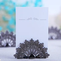 free shipping 100pcs antiqued fan place card holder wedding favors party table decoration shower peacock name card holder