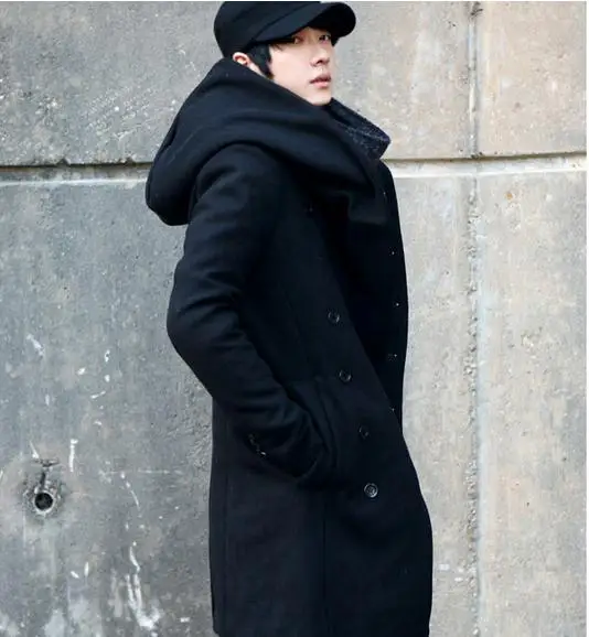 Европейское и американское мужское осеннее зимнее шерстяное пальто куртка