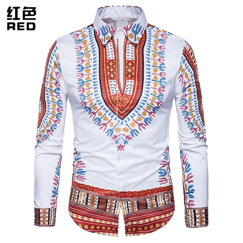 Мужская одежда рубашка Blusas новая мода с принтом ветра мужская блузки Camisa Masculina Manga