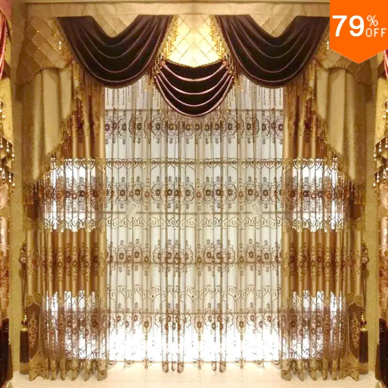 Super Queen ! Dubai Ancient Times Luxury Magnetic Drapes curtains for living rooms Golden Embroid Door Hotels Drapery W | Дом и сад