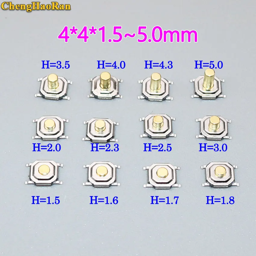 Тактильный кнопочный переключатель ChengHaoRan PCB 4x4 микропереключатель 4*4*1 5/1 6/1 7/1