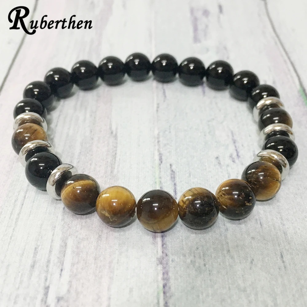Новый дизайн 2019 браслет Ruberthen с тигровым глазом богини энергии черный