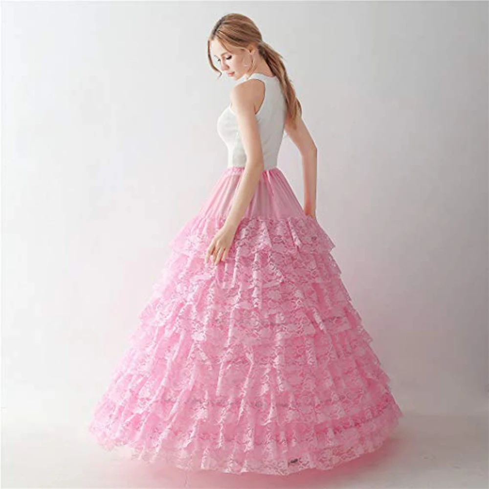 Colorful Lace Petticoat Floor Length Long Ball Gown Underskirt Without Hoop 9 Layers Women Crinoline Bridal 2019 | Свадьбы и