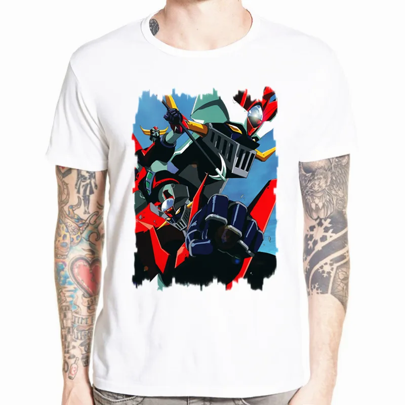 Азиатский размер принт Mazinger Z Футболка мужская футболка аниме Лето мужские топы