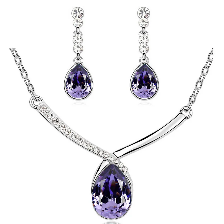 Комплект из колье и серёг с австрийскими кристаллами|necklace earring|austrian crystalwedding pendant |