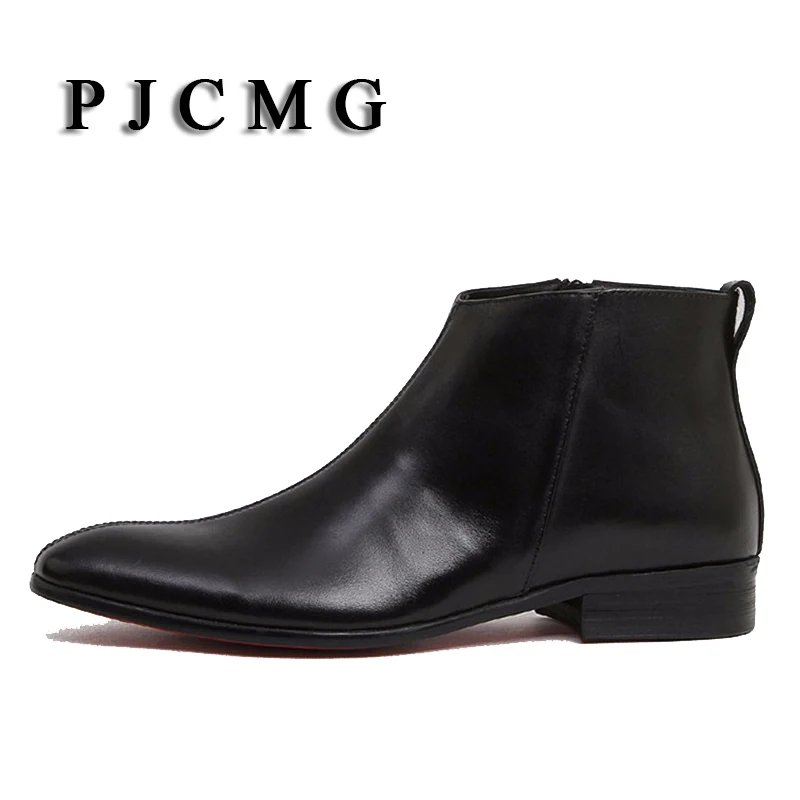 Новые осенние и зимние модные повседневные ботинки PJCMG с острым носком на молнии