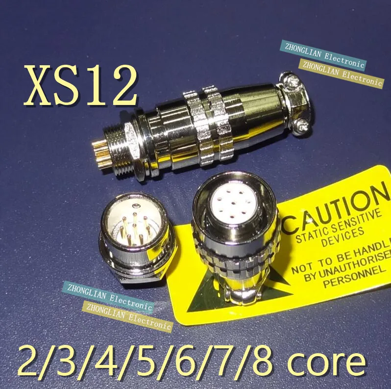 (1 штекер + 1 гнездо) = пара/лот авиационный разъем XS12 2 3 4 5 6 7 8 ядро|connector 2|plug socket