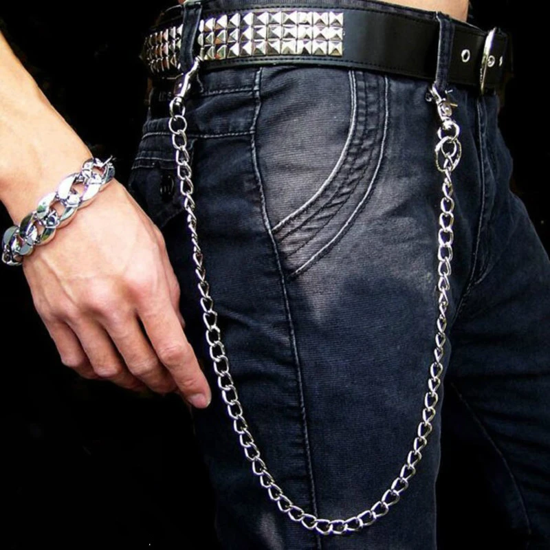 

Fashion Punk Hip-hop Trendy Belt Waist Chain Male Pants Chain Hot Men Jeans Silver Metal Clothing Accessories Jewelry