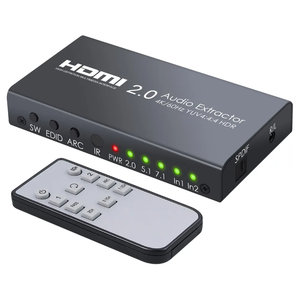Proster преобразователь аудиосигнала HDMI 2x1 HDMI 2,0 переключатель с аудио экстрактором поддержка 4K@ 60Hz пульт дистанционного управления Blu-Ray плеер Xbox One