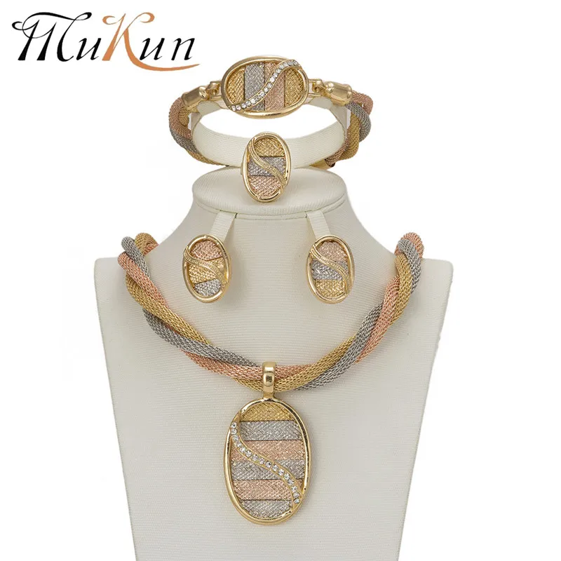 2018 mukun модные африканские Jewelry Серьги Золотые Цвет Свадебные Для женщин свадебные