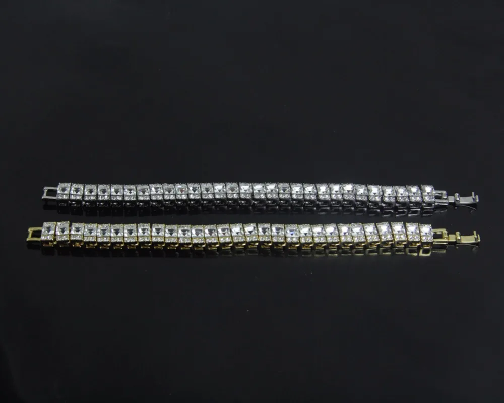 Золотой полностью Iced Out хип хоп CZ браслет мужской Циркон теннисная цепочка