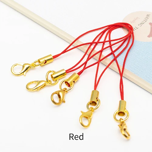 Red 100 шт. веревка для мобильного телефона застежка-карабин Золотой шнурок Diy аксессуары ручной работы соединитель застежка-крючок изготовление - Цвет: Red