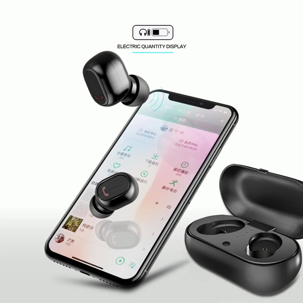 TWS Bluetooth наушники 5 0 Беспроводная bluetooth гарнитура спортивные с мини зарядным