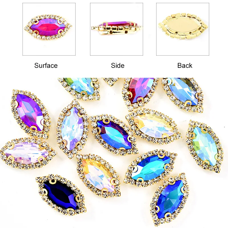 Камни для шитья в форме конского глаза 20 шт.|Стразы| |