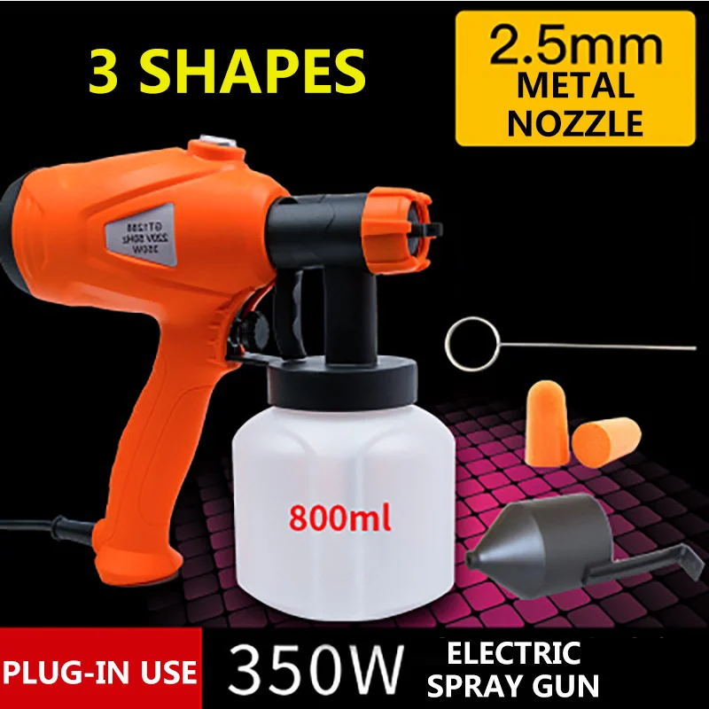 220V 350W and Mask Электрический краскопульт ZHUI TU 350 Вт 600 Вт 220 В, мощный домашний электрический Краскораспылитель с 3 насадками, ручной регулируемый Краскораспылитель - Цвет: 220V 350W and Mask