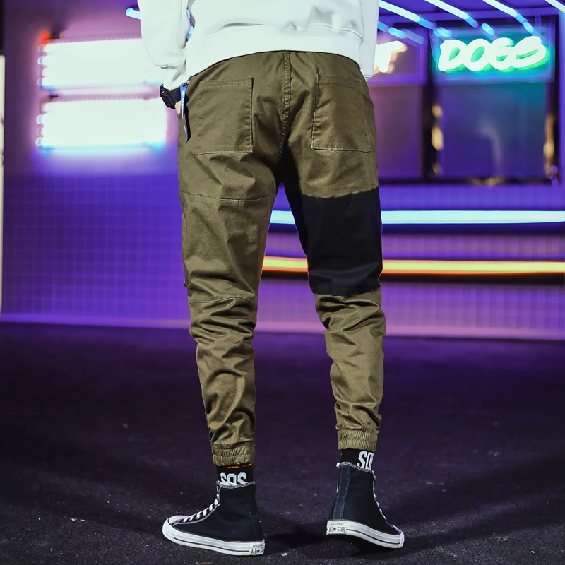 Брюки-султанки мужские с карманами тактические брюки-карго в стиле пэчворк