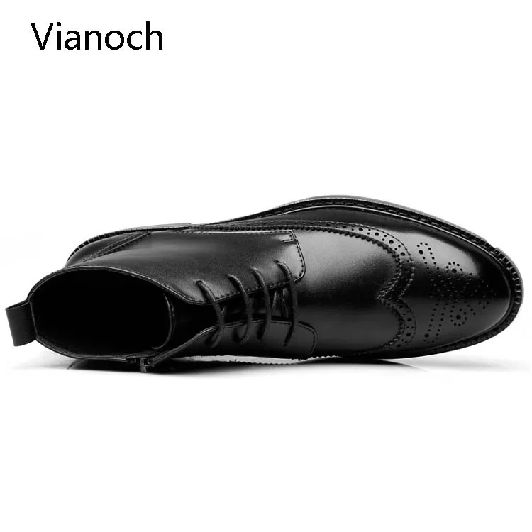 Vianoch Модные мужские ботильоны на шнуровке оксфорды платье обувь для работы