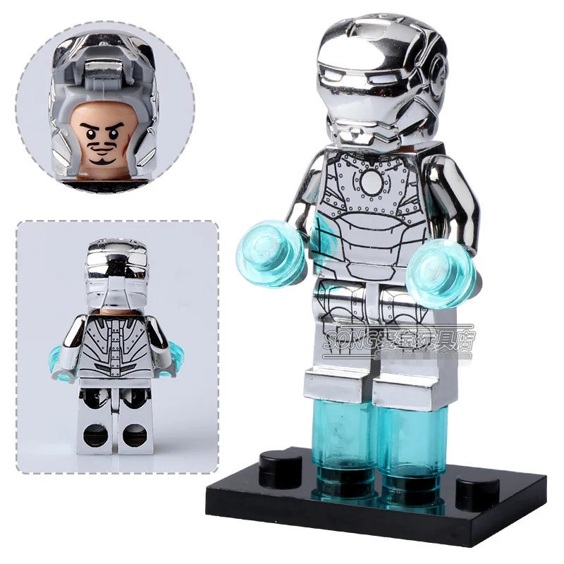 Один продажи гальваническим Щепка покрытием железный человек MARK2 Super Heroes DIY