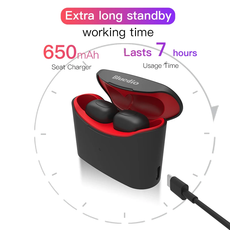 Bluedio T elf TWS беспроводные Bluetooth наушники стерео гарнитура с Xharging Box микрофоном для