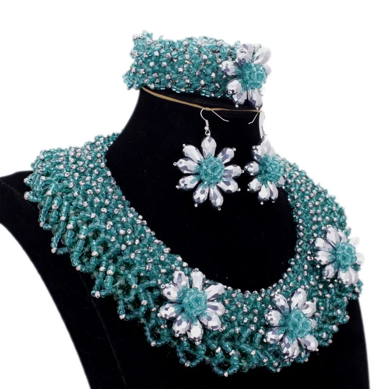 4 UJewelry золото комплект ювелирных изделий с прозрачными серебряными цветами Дубай