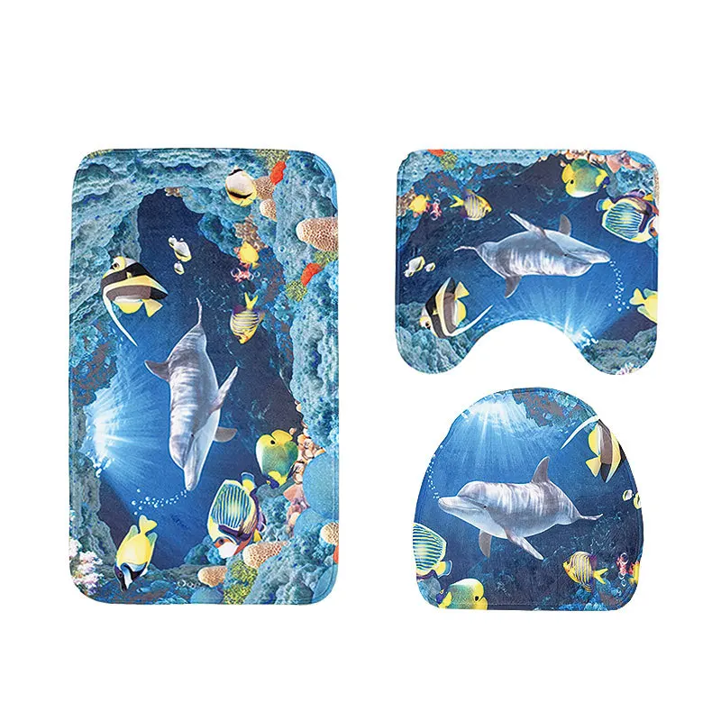 Dolphin 01 Zeegle Undersea World напечатанные коврики для ванной комнаты 3 шт. коврик для ванной комнаты нескользящий коврик для туалета Впитывающий Коврик для ванны коврик для ванной комнаты - Цвет: Dolphin 01
