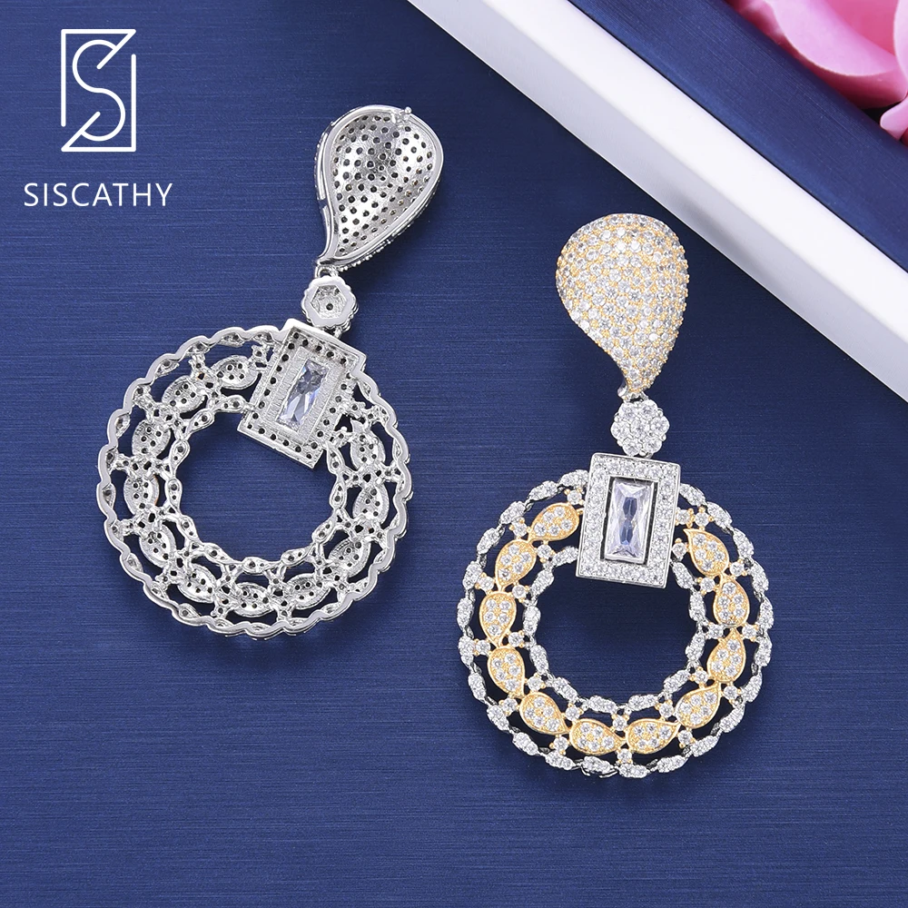 Женские классические геометрические серьги SISCATHY 35*61 мм круглый полый кулон