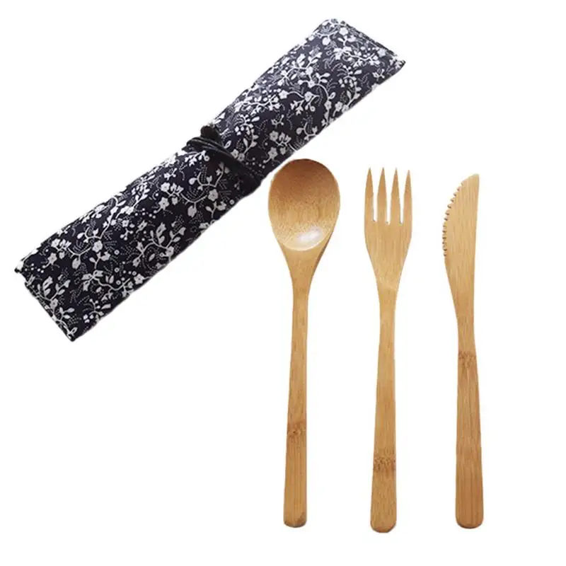3 шт./компл. в японском стиле бамбуковое набор деревянных столовых приборов вилка