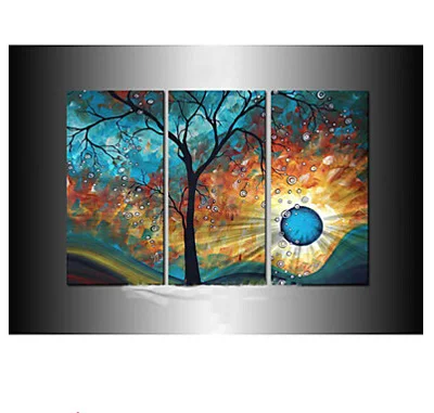 

Hand Painted Modern Tree Sun Moon Canvas Art Decoration Oil Painting on Canvas 3pcs Wall Pictures for Living Rooms Without Frame