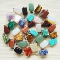 wholesale 50pc natural stone pendants for jewelry making high quality multiple shapes fashion women point necklace free shipping