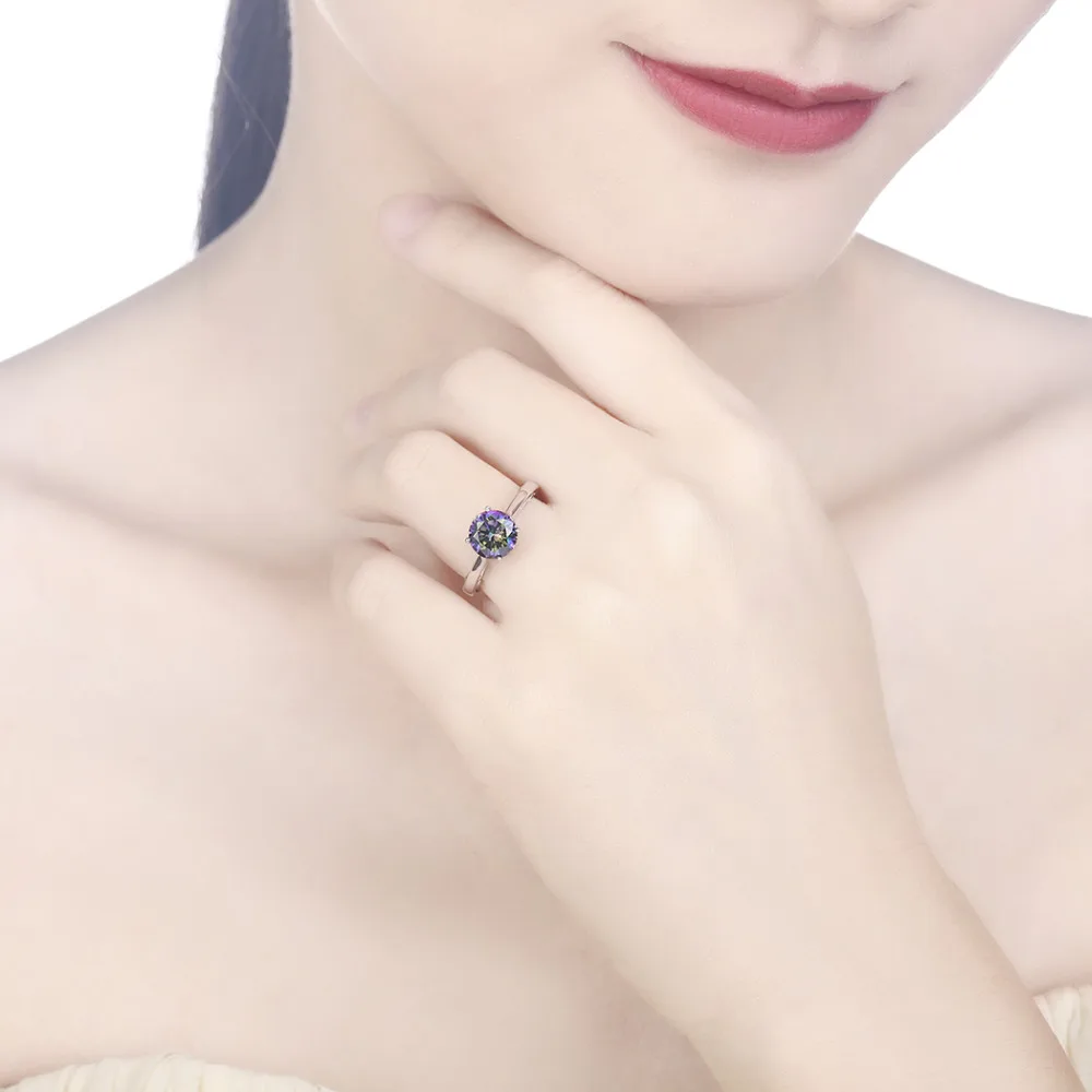 Женское кольцо из серебра 2017 пробы с радужным и белым топазом|ring fashion|ring sizering size 6 |