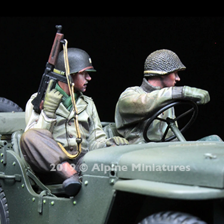 1/35 масштаб Неокрашенная полимерная фигурка США джип солдат 2 Коллекция фигурок |