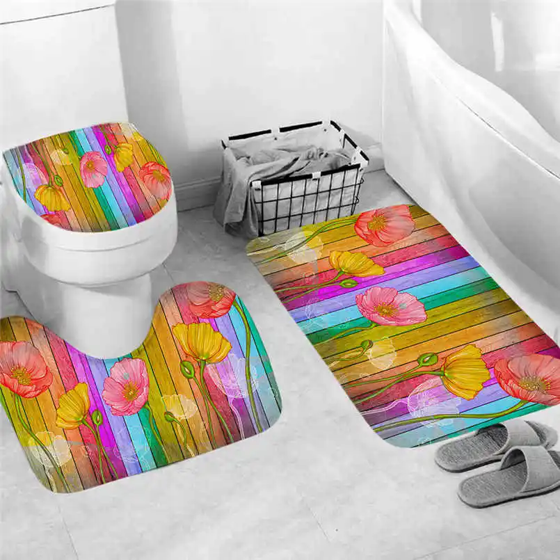 Нескользящий коврик для ванной 3 шт. кухонные коврики комнаты коралловые