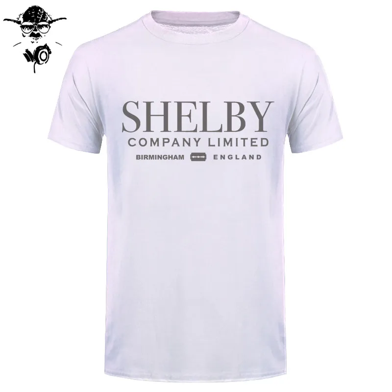 Shelby компания ограниченная вдохновленная Peaky blinds печатные футболки Топ тройник хлопок юморная Мужская футболка с круглым вырезом под горло черный стиль - Цвет: white gray