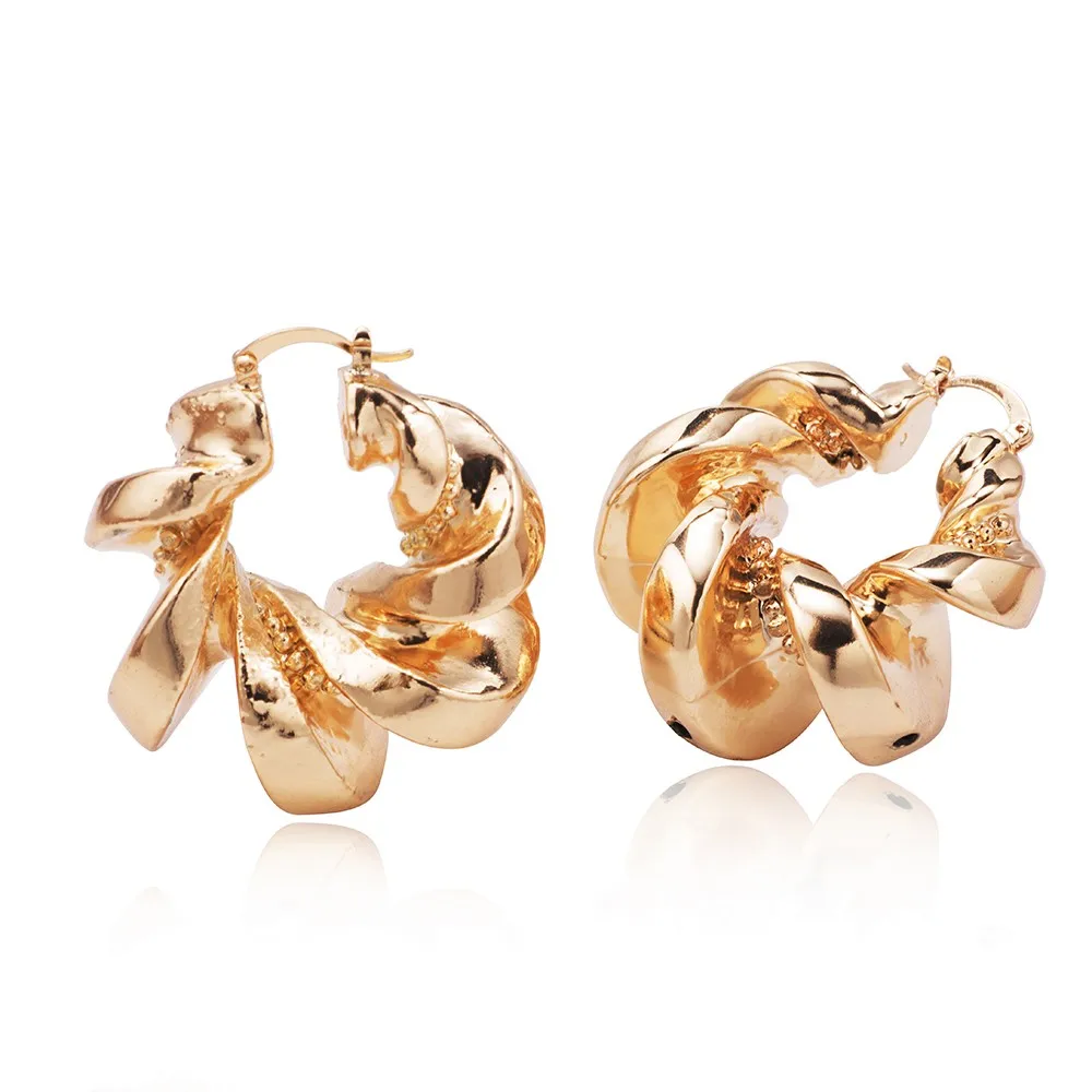 

Ethlyn Nigerian Big Hollow Hoop Earrings Women's Copper gold cooper Fashion Party Wedding Daily accessories E129