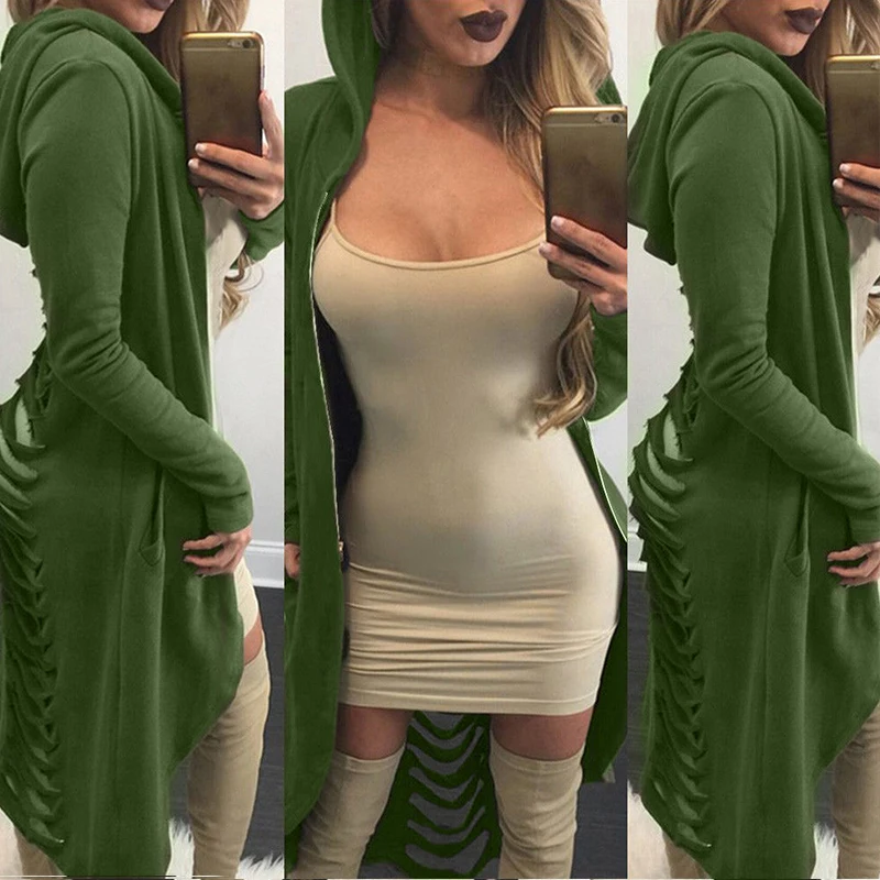 Женский свитер с капюшоном длинный Повседневный ажурный капюшоном|long womens coat|long