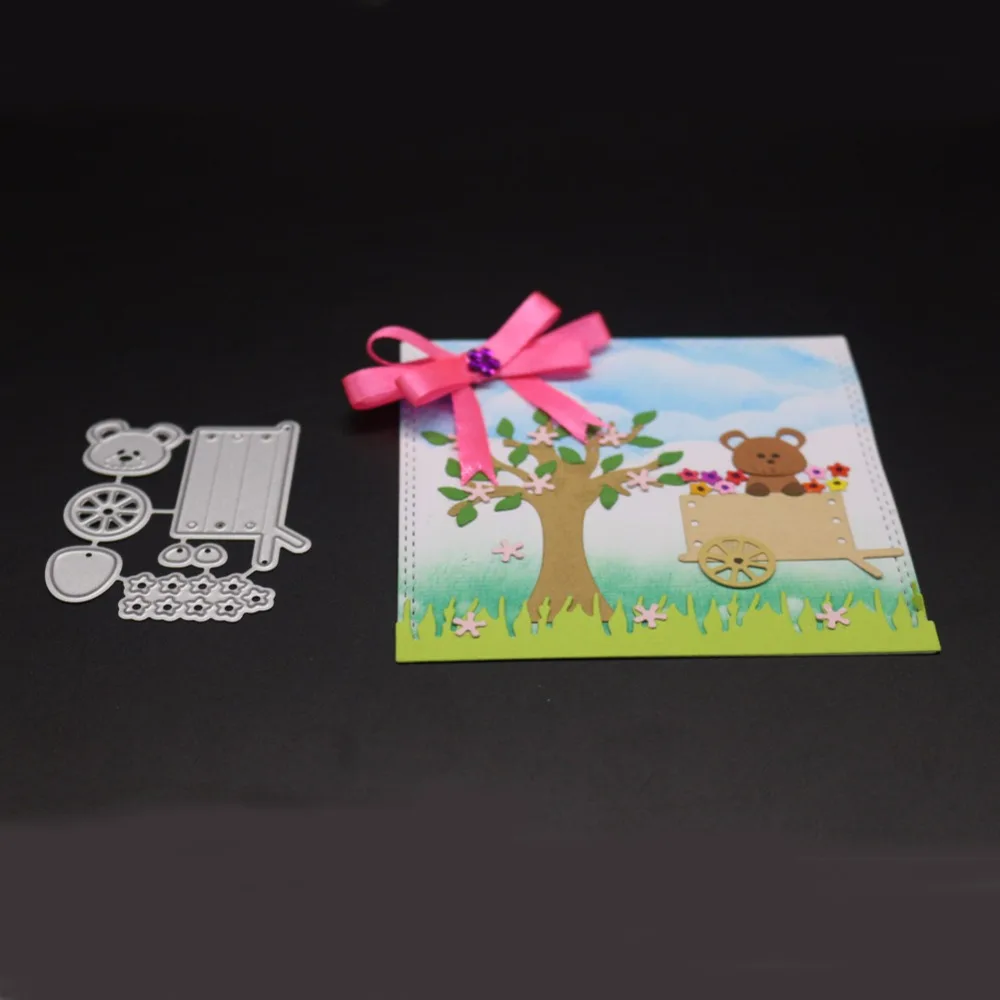 Медведь тянет машины резки металла штампы DIY Скрапбукинг углеродный острый