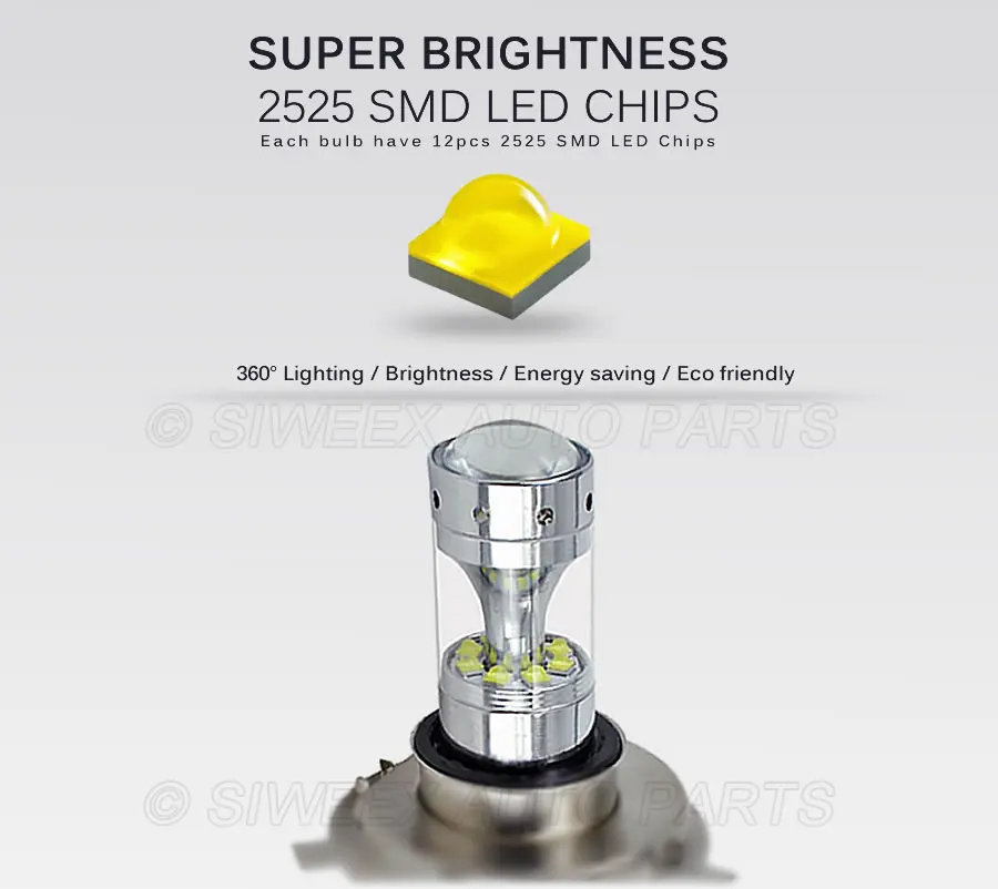 9005 HB3 9006 HB4 H4 H7 H8 H11 1156 BA15S 12 SMD 2525 Car Auto LED Bulbs Fog Lights Highlight High Power White Lamp 12V DC