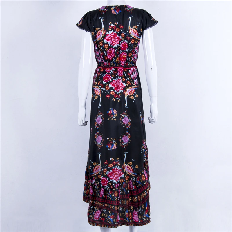 Женское модное летнее шифоновое платье Boho винтажное до щиколотки с глубоким