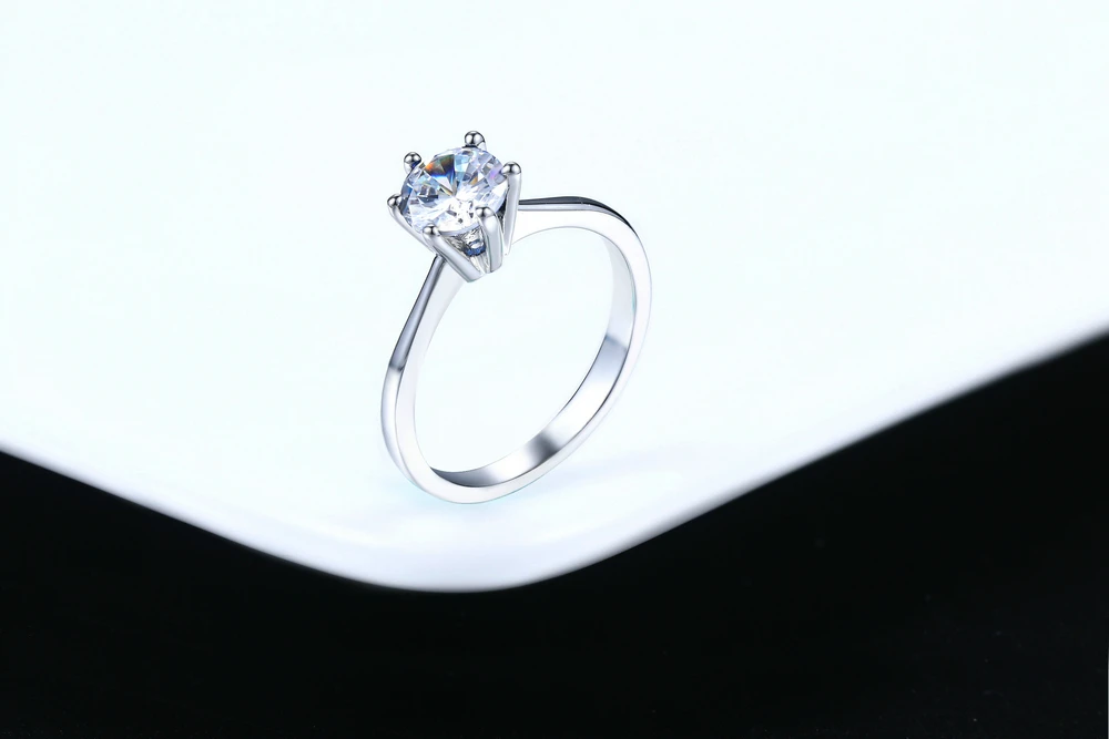 Классический Простой дизайн 6 зубец сверкающий Пасьянс 1ct циркония розовое золото цвет навсегда свадебное кольцо Модные ювелирные изделия R014 R776