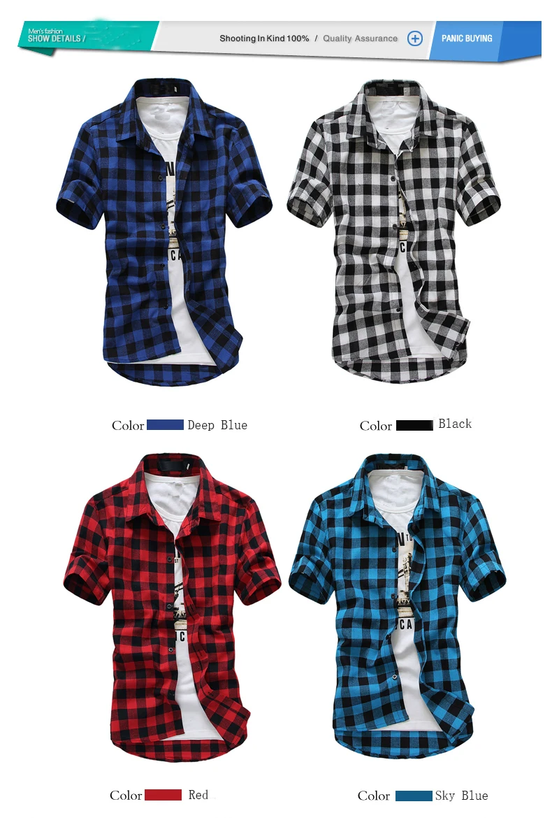 Клетчатая рубашка, мужские рубашки, новинка, летняя мода, Chemise Homme, мужские клетчатые рубашки, рубашка с коротким рукавом, Мужская дешевая красная и черная