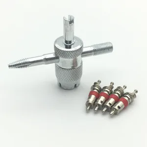 1 комплект (5 шт.),1 x Профессиональный инструмент для 4-ходового клапана и 4 x латунная сердцевина клапана шины, 4 в 1 инструмент ремонта вентиля, оцинкованный, бесплатная доставка