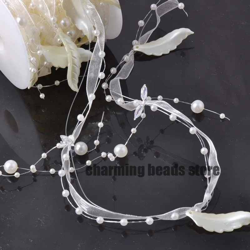 Леска искусственный жемчуг лист бисер цепочка гирлянда цветы сделай сам