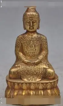 S3325 Tibet Buddhism Temple Copper Bronze Sakyamuni Amitabha Tathagata Buddha Statue | Дом и сад