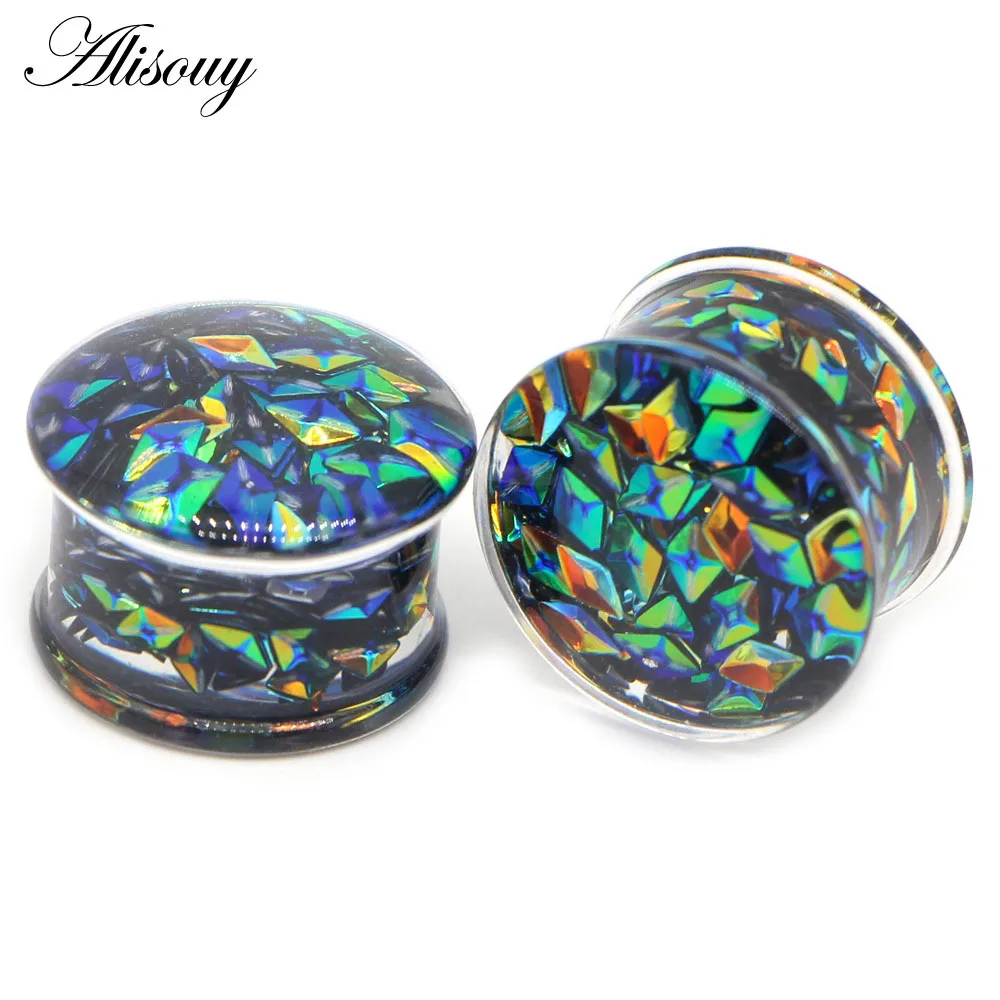 EM0821B Black Alisouy 2 шт. прозрачный акриловый розовый гранулированный Седло беруши и туннель пирсинг ювелирные изделия измерительные приборы серьги расширитель - Окраска металла: EM0821B Black