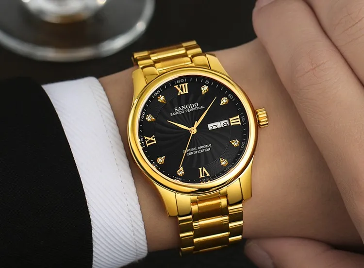 Роскошные часы Sangdo с автоподзаводом 39 мм высококачественные мужские сапфировым