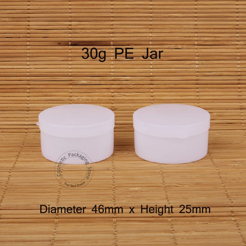 30pcs/Lot Promotion 30g Plastic PE Cream Jar Empty 30ml Women Cosmetic Vial Sample Pot White Cap Small Refillable | Красота и