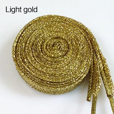 Light gold Блестящие золотые и серебряные яркие шнурки 16 цветов 110 см кроссовки спортивная обувь шнурки - Цвет: Light gold