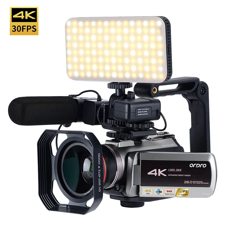 Bundle2 ORDRO AZ50 Real 4K 30FPS видеокамера H.265 видео формат Поддержка Wi-Fi со стерео микрофоном бленда внешние аксессуары - Цвет: Bundle2