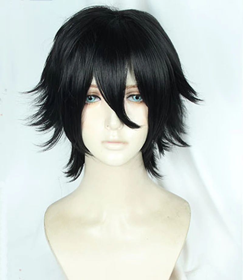 

Anime Angels of Death Zack Isaac Foster Wigs Short Black Heat Resitant Synthetic Hair Cosplay Wig + Wig Cap